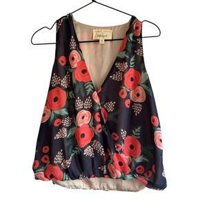 Rifle Paper + Paper Crown‎ Flower Top Sleeveless Small Blouse